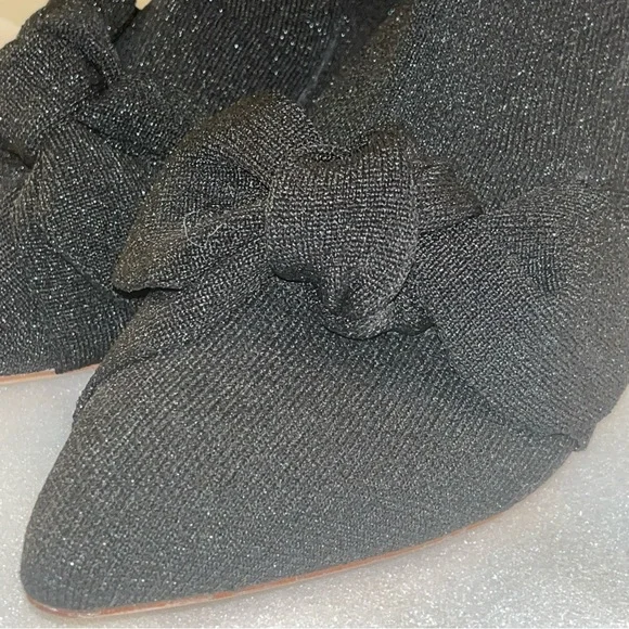 Loeffler Randall Kassidy Black/Shimmer Knit Bow Ankle Sock Booties New - Picture 12 of 13
